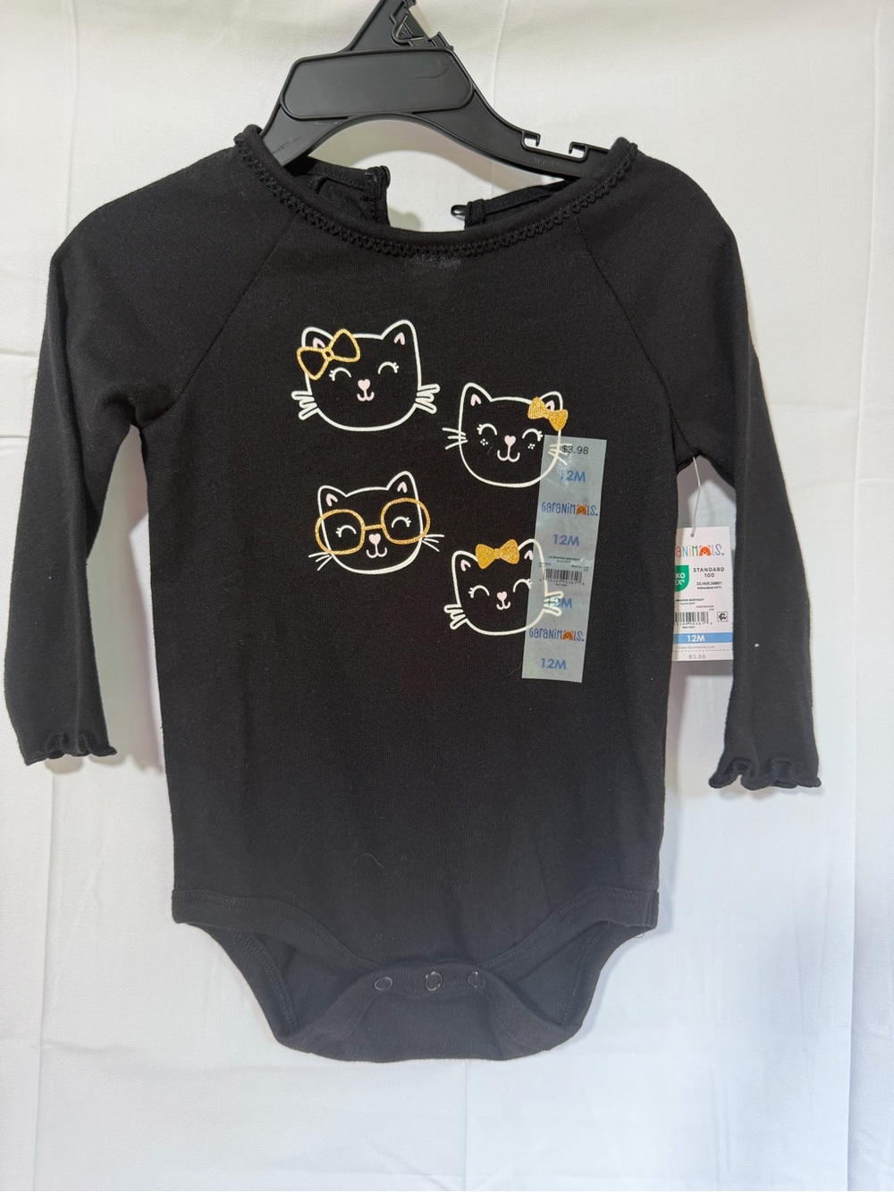 Baby Girls Black Cat Graphic One-Piece Bodysuit